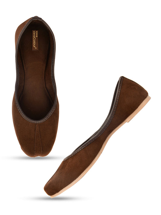 Desi Colour Women Indian Ethnic Footwear-Basic Suede -Brown