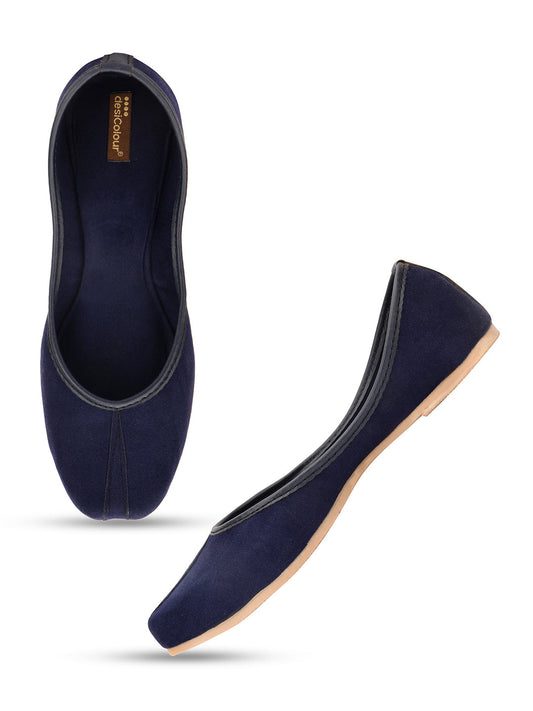 Desi Colour Women Indian Ethnic Footwear-Basic Suede -Blue