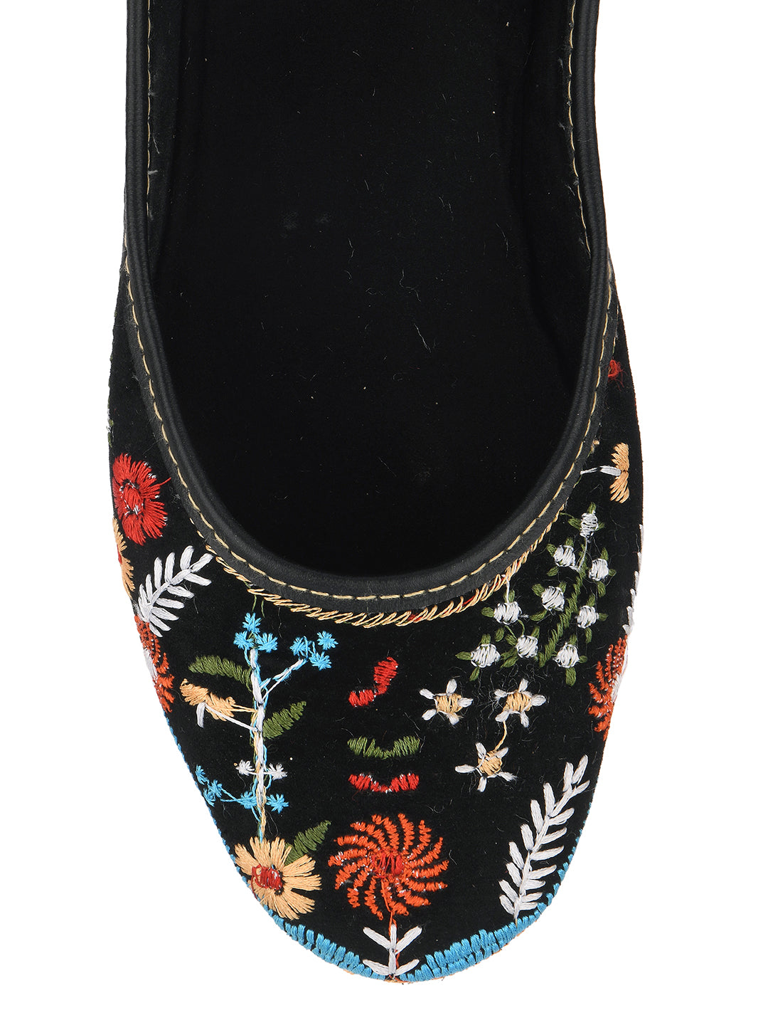 Desi Colour Women Indian Ethnic Footwear-Black Heavy Work-LR