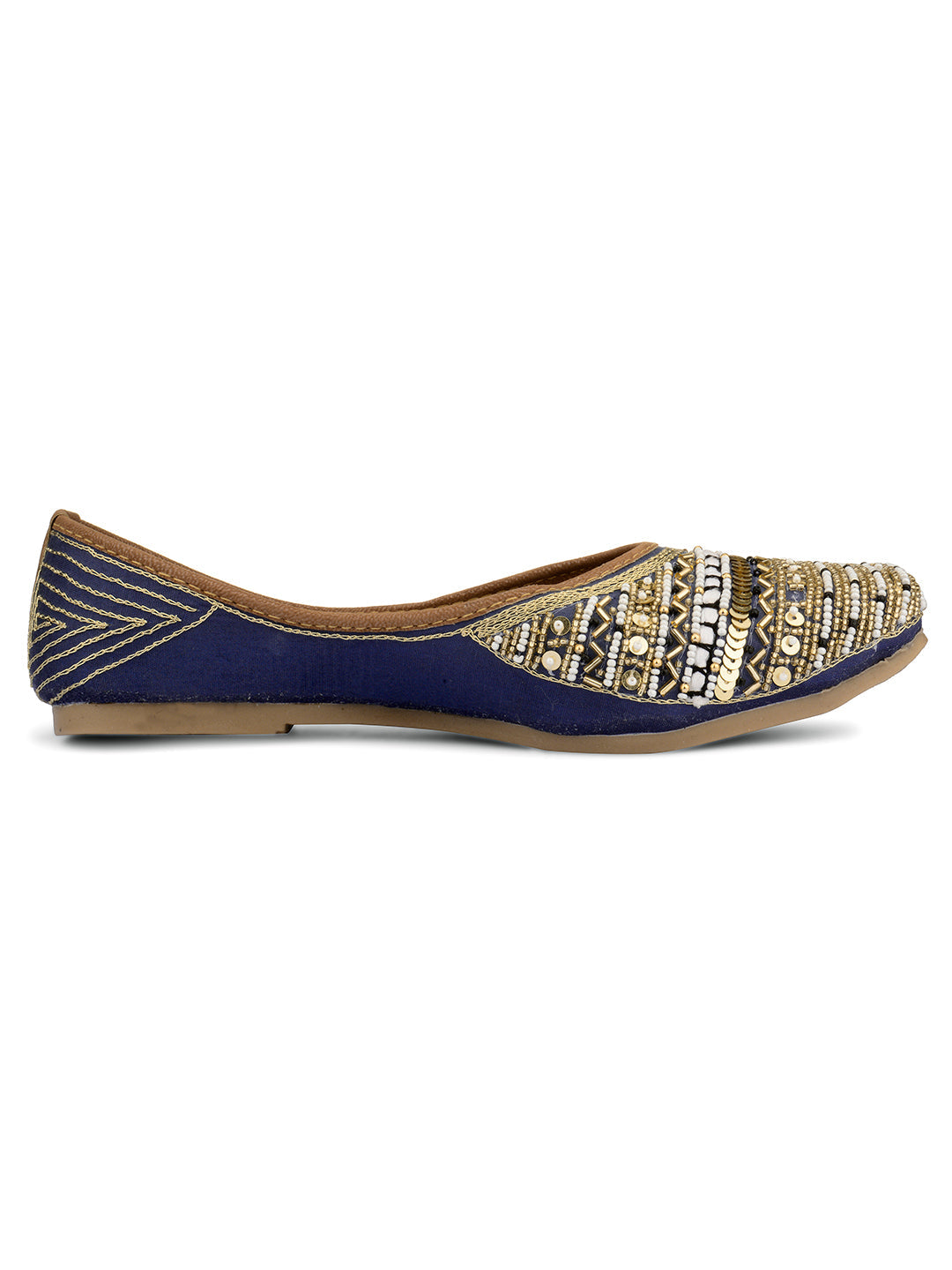 Desi Colour Women Indian Ethnic Footwear-Party Wear Navy Blue Emb