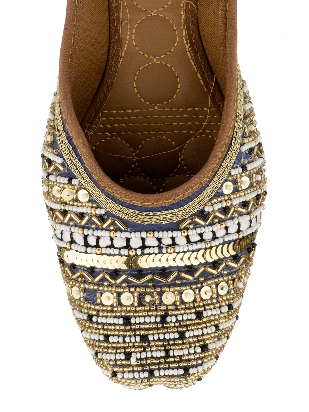 Desi Colour Women Indian Ethnic Footwear-Party Wear Navy Blue Emb