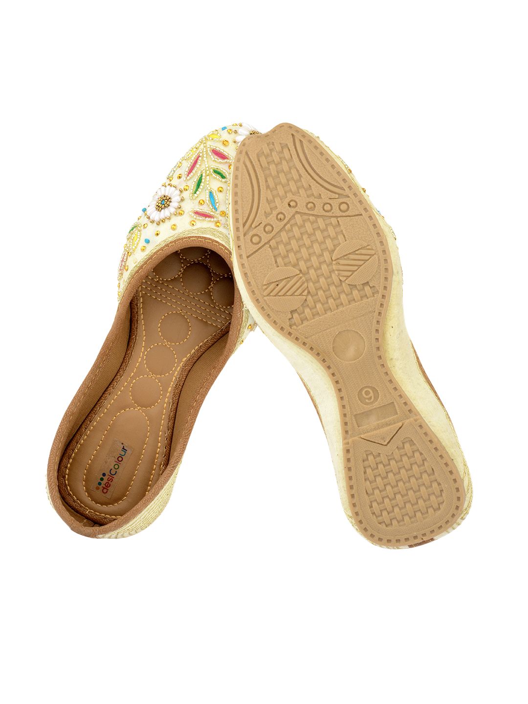 Desi Colour Women Indian Ethnic Footwear-Off White MultiColour