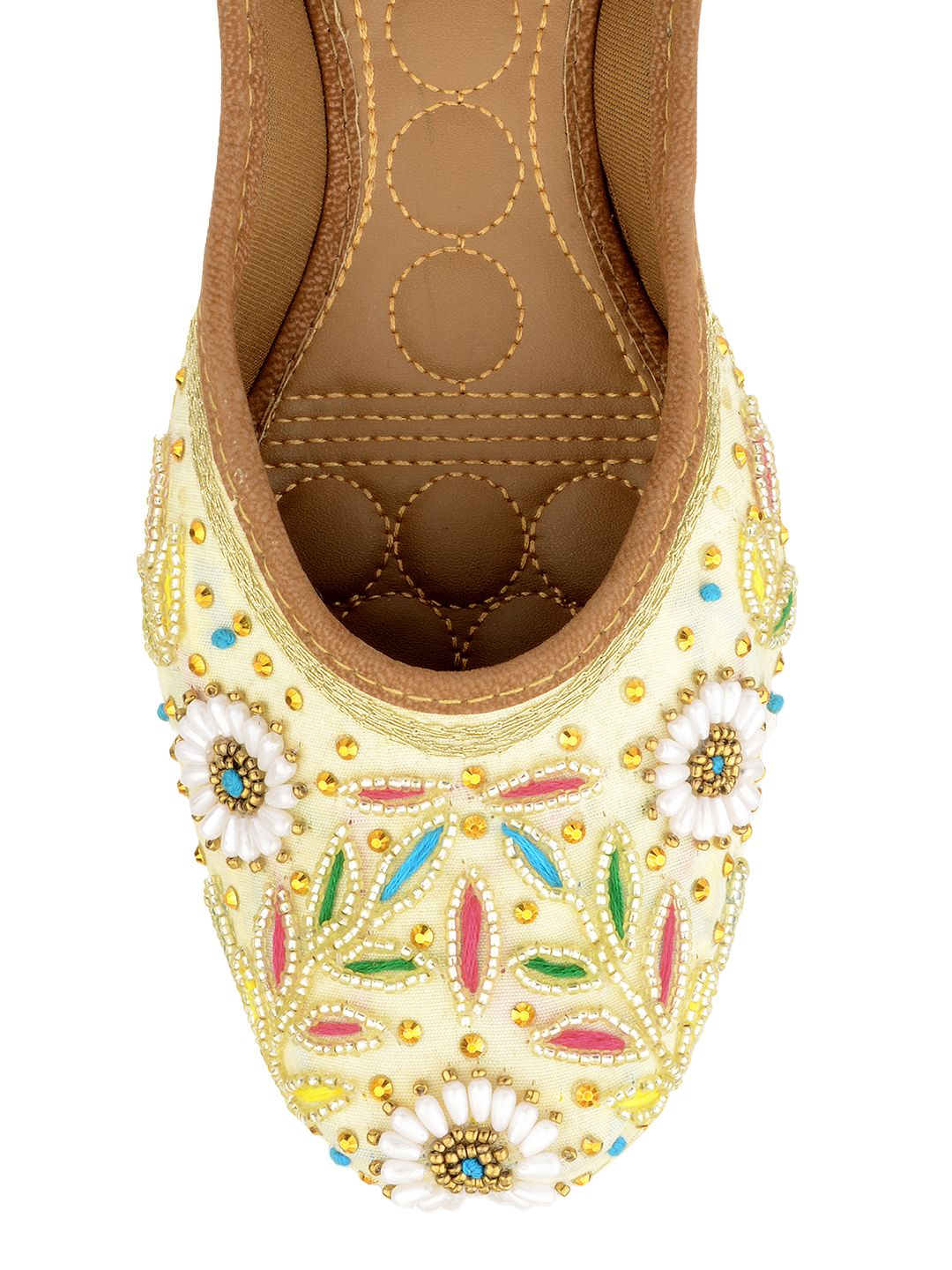 Desi Colour Women Indian Ethnic Footwear-Off White MultiColour