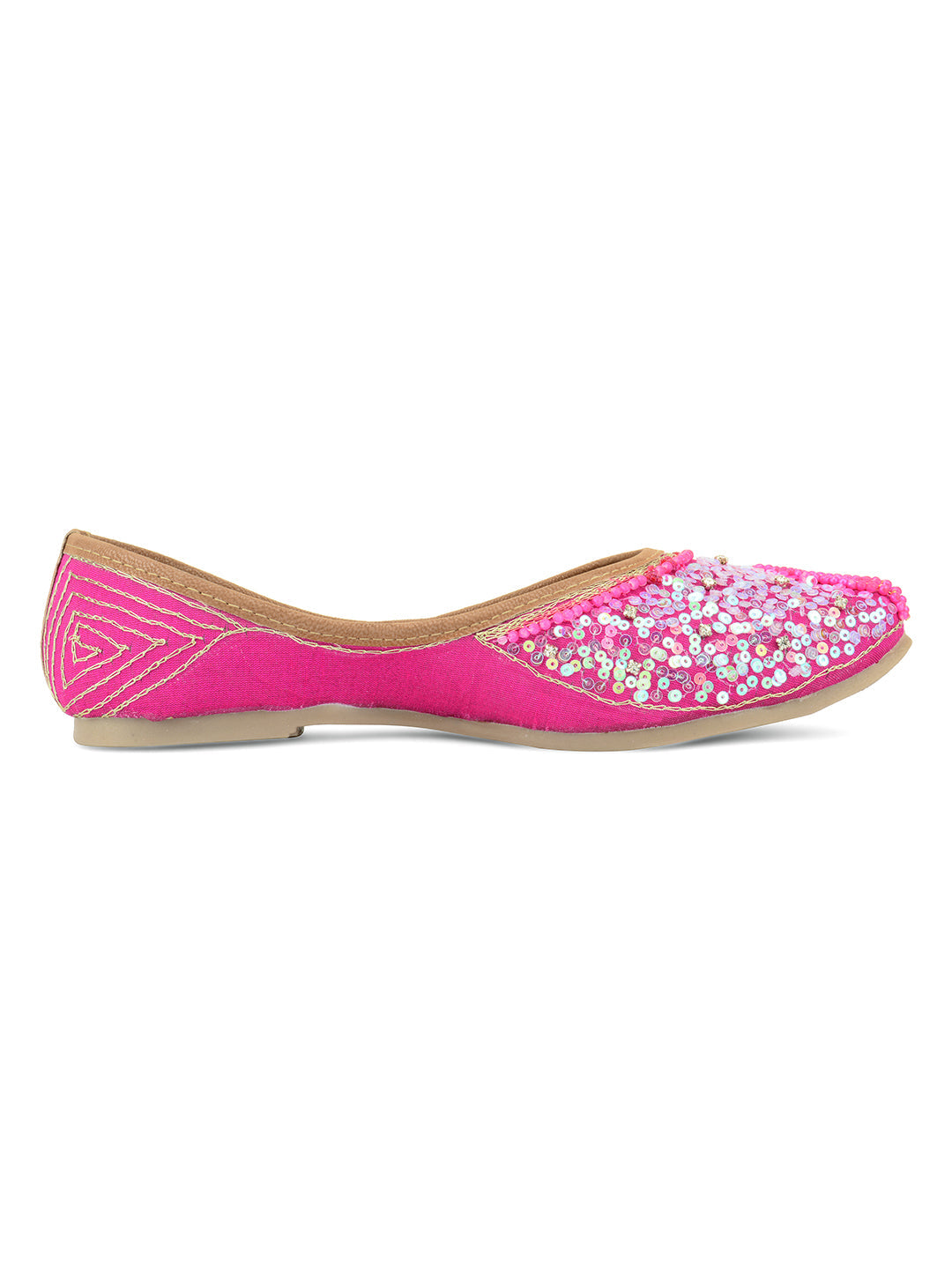 Desi Colour Women Indian Ethnic Footwear-Hot Pink Shine