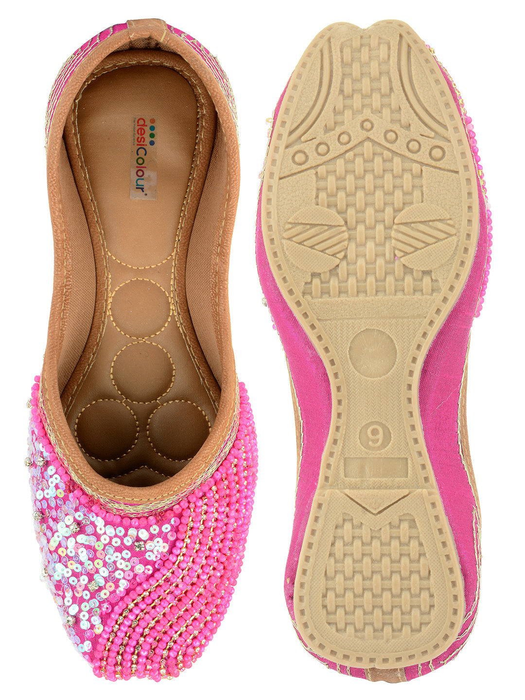 Desi Colour Women Indian Ethnic Footwear-Hot Pink Shine