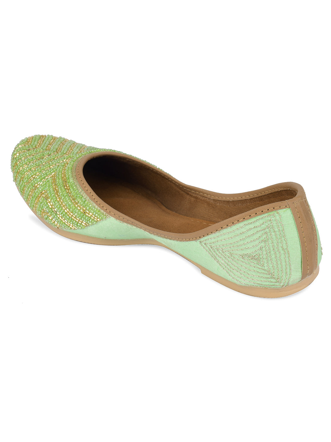 Desi Colour Women Indian Ethnic Footwear-Sleek Pearl-Green