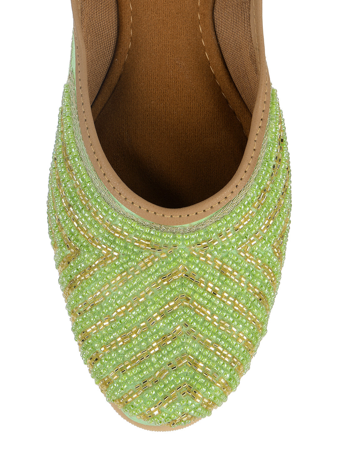 Desi Colour Women Indian Ethnic Footwear-Sleek Pearl-Green