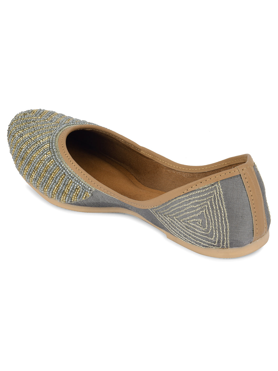 Desi Colour Women Indian Ethnic Footwear-Sleek Pearl-Grey
