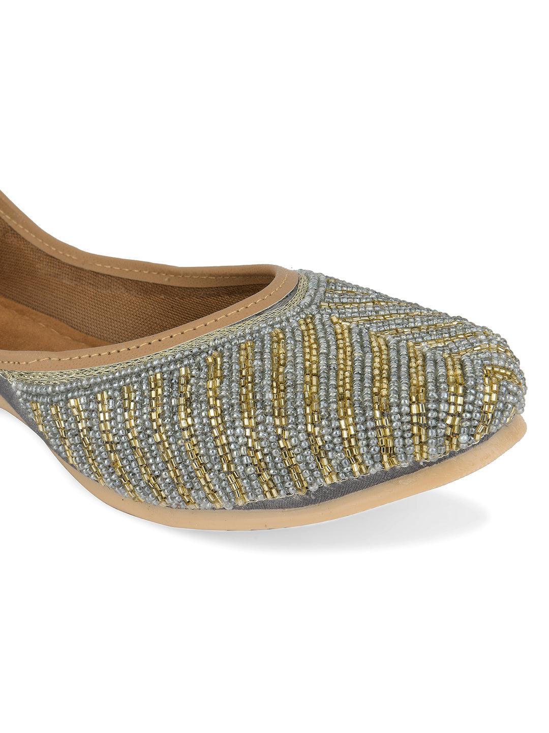 Desi Colour Women Indian Ethnic Footwear-Sleek Pearl-Grey