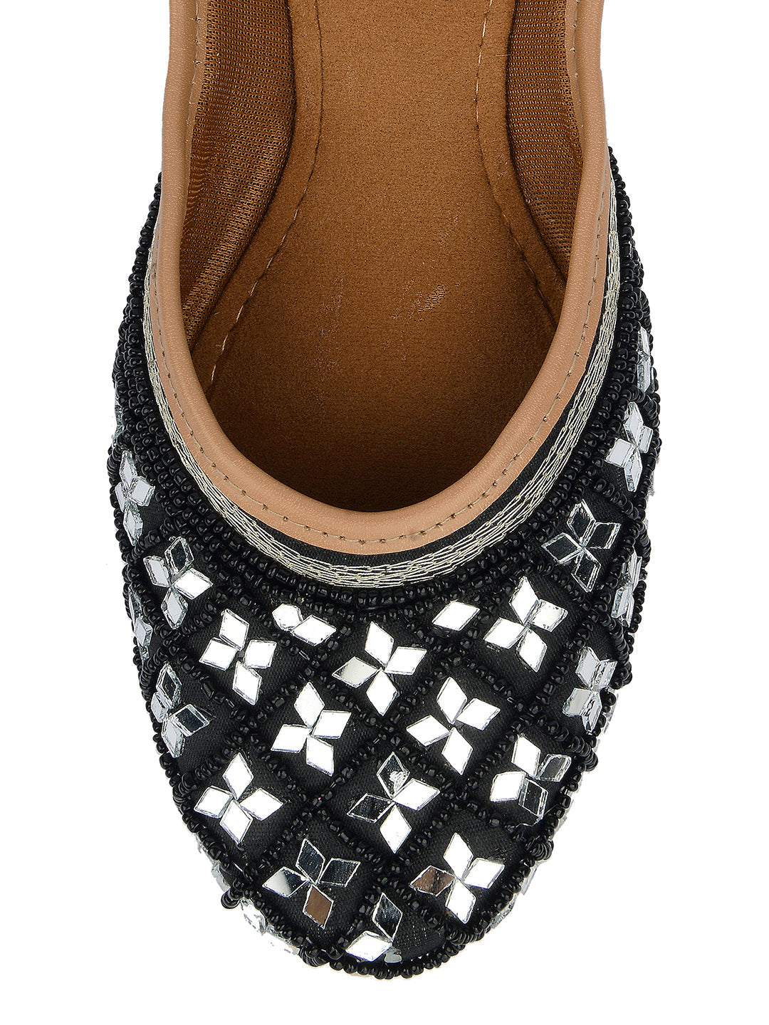 Desi Colour Women Indian Ethnic Footwear-Mirror Art- Black