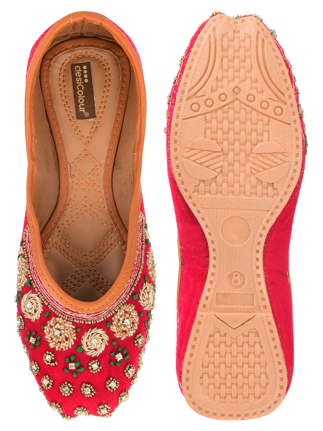 Desi Colour Women Indian Ethnic Footwear-Velvet Pink