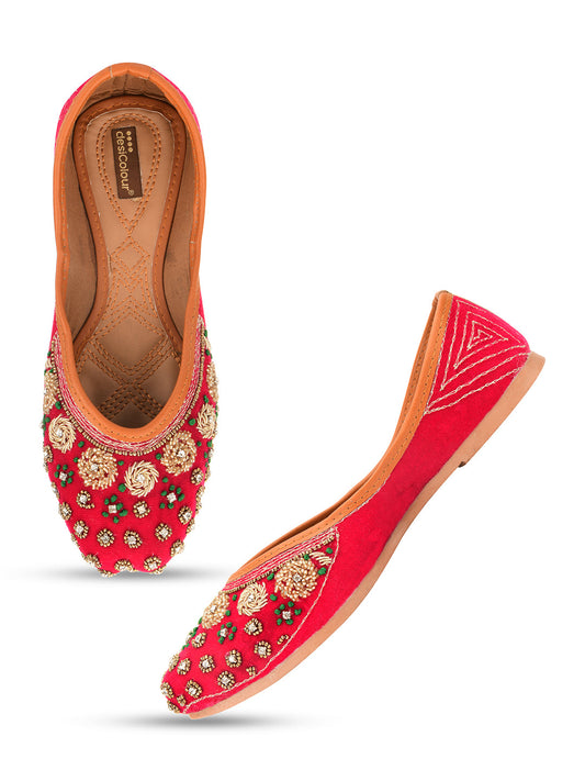 Desi Colour Women Indian Ethnic Footwear-Velvet Pink