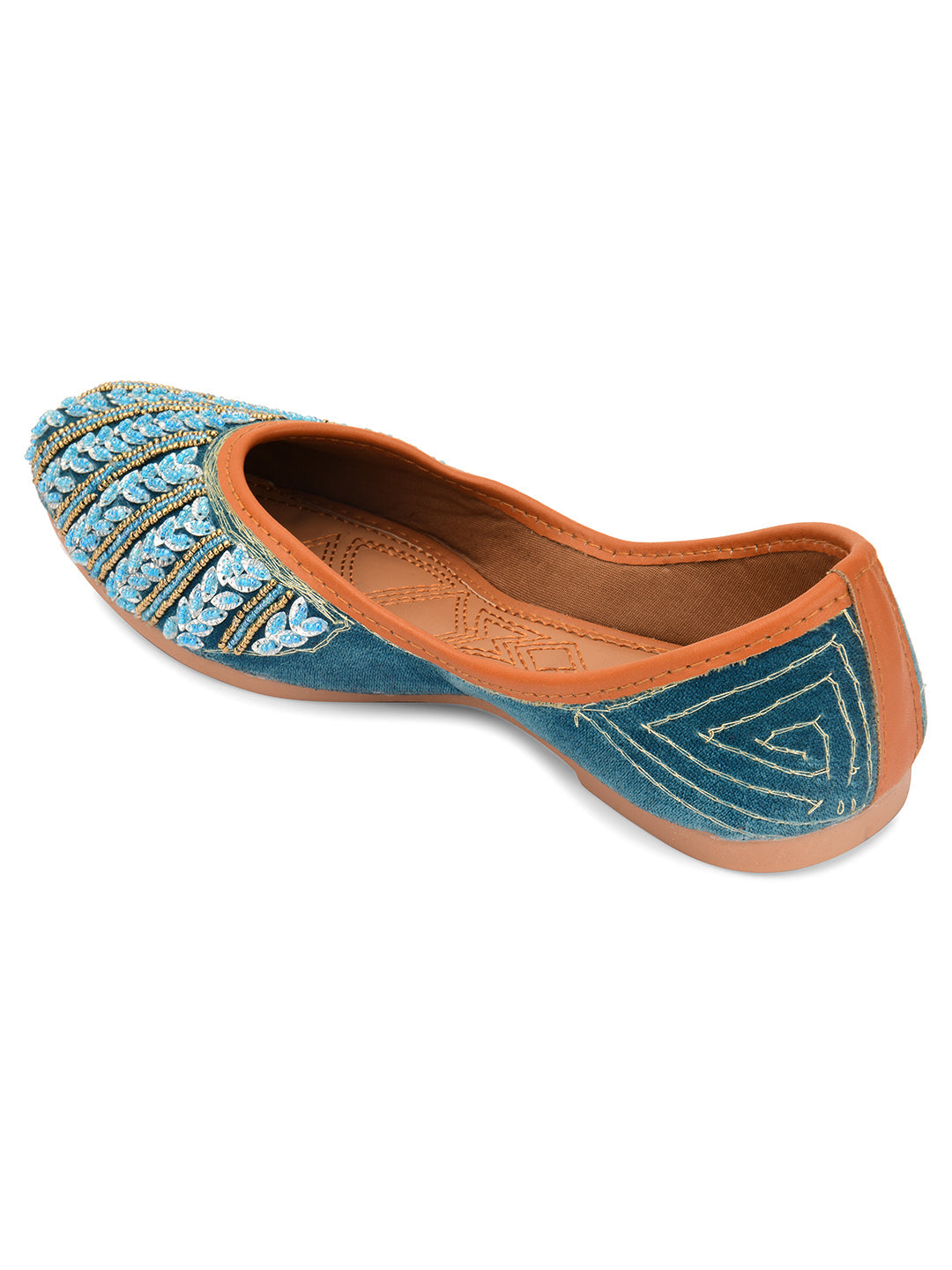 Desi Colour Women Indian Ethnic Footwear-Velvet Teal