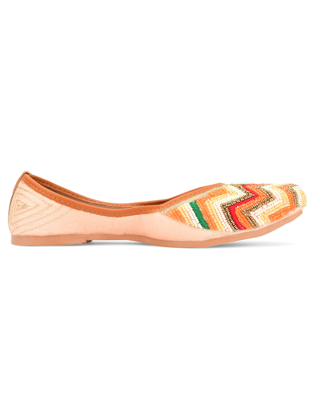 Desi Colour Women Indian Ethnic Footwear-Multi Pearl Chevron
