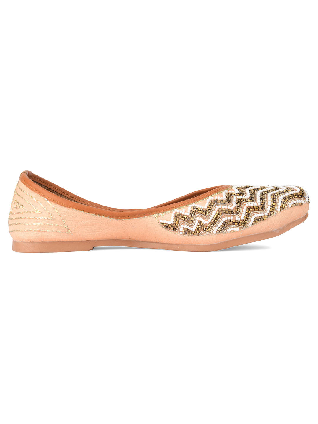 Desi Colour Women Indian Ethnic Footwear-Part Wear Peach Pearl Work