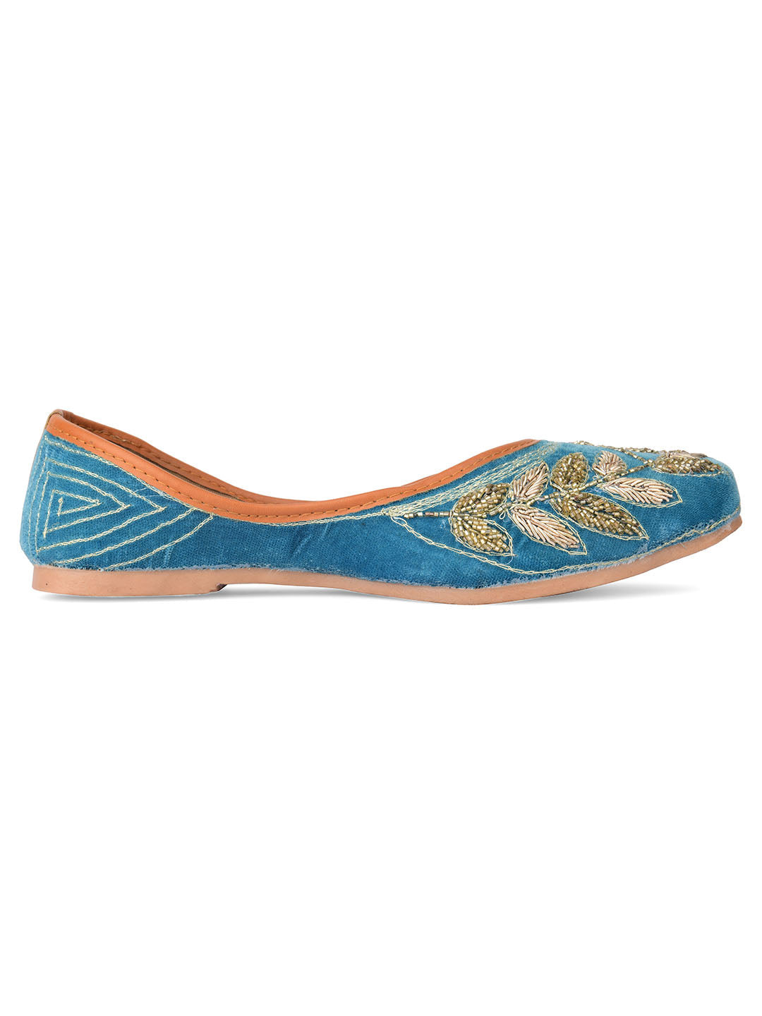 Desi Colour Women Indian Ethnic Footwear-Party Wear Teal Dabka Work
