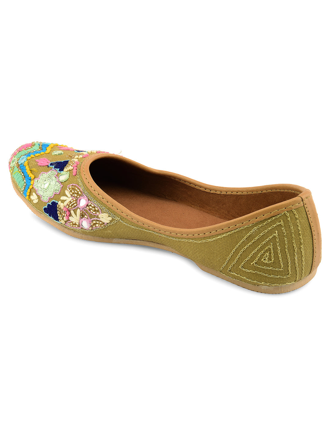 Desi Colour Women Indian Ethnic Footwear-Daily Wear Jute Floral Mirror