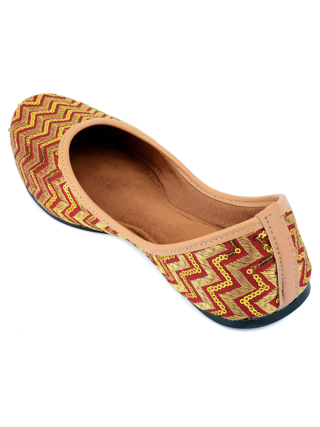Desi Colour Women Indian Ethnic Footwear-Maroon Zigzag