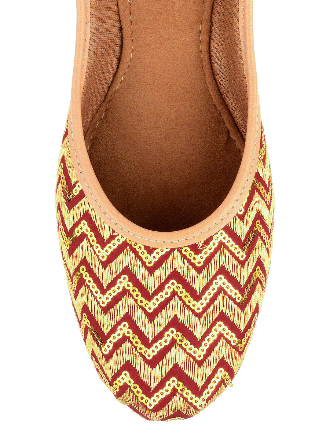 Desi Colour Women Indian Ethnic Footwear-Maroon Zigzag