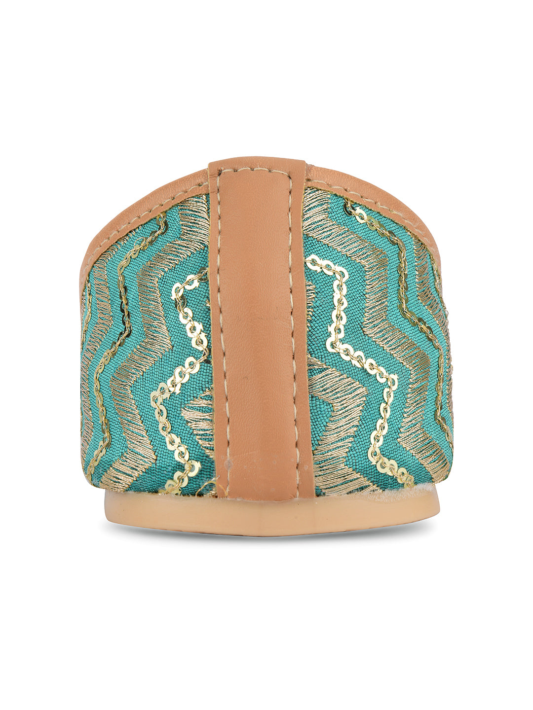 Desi Colour Women Indian Ethnic Footwear-Sea green Chevron