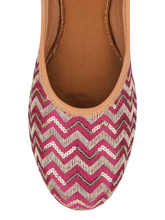 Desi Colour Women Indian Ethnic Footwear-Pink Chevron
