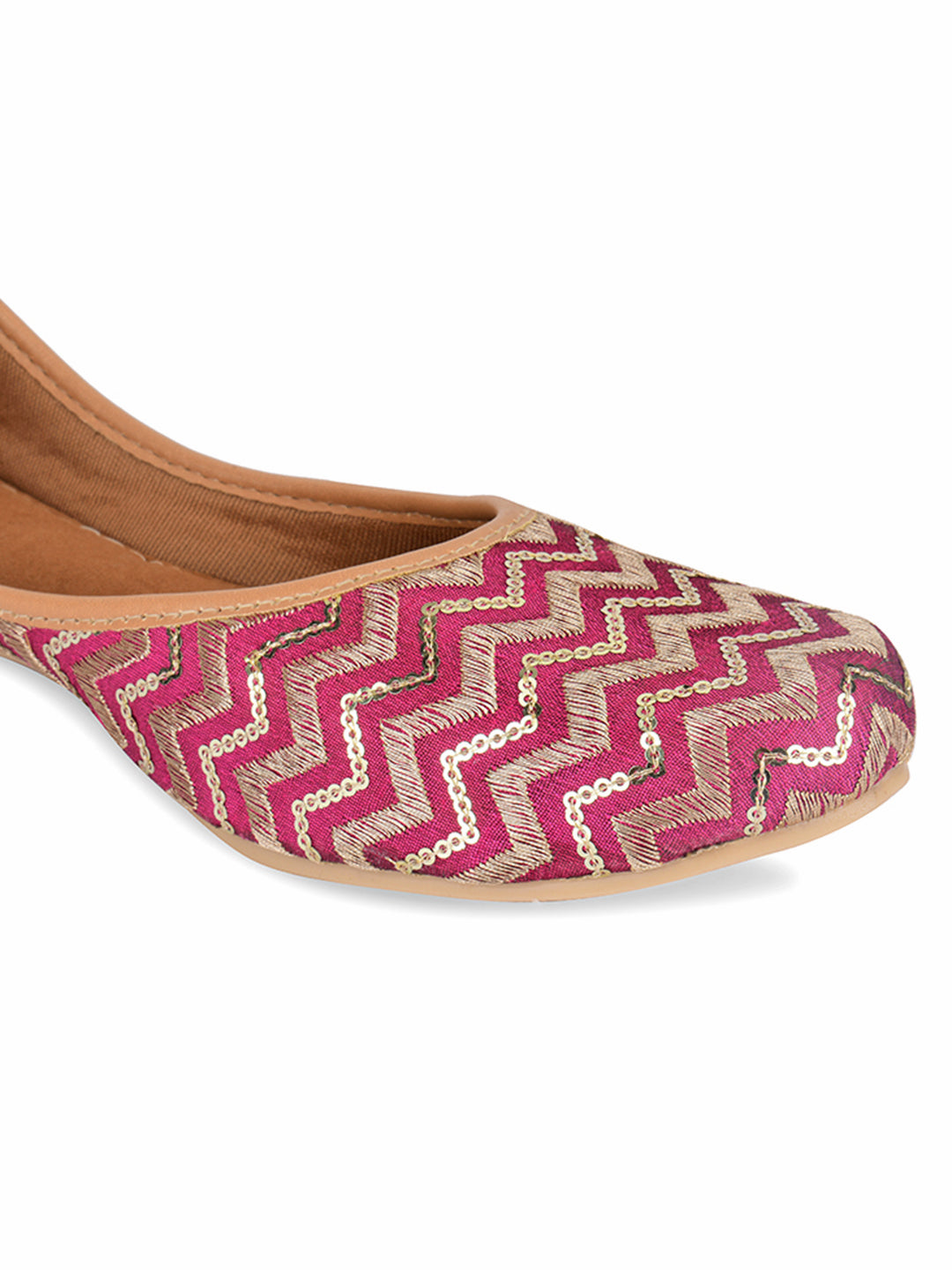 Desi Colour Women Indian Ethnic Footwear-Pink Chevron