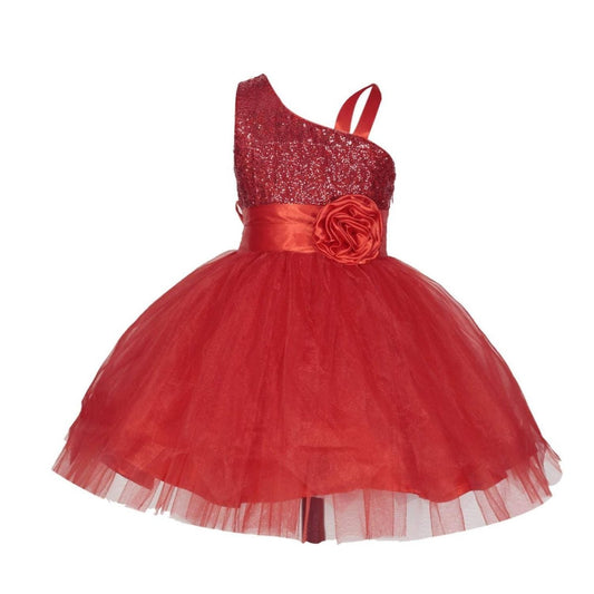 Asmaani Baby Girl's Red Satin Knee Length Frock (AS-DRESS_22148) - Grab2buy