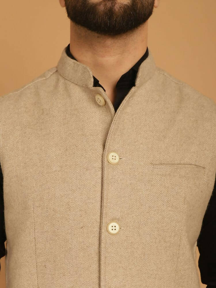Even Apparels Pure Wool Nehru Jacket - Off White 