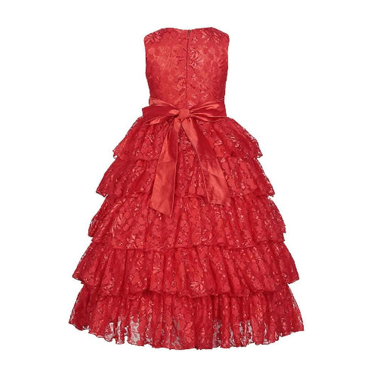 Asmaani Baby Girl's Red Colour Satin A-Line Maxi Full Length Dress (AS-DRESS_22109) - Grab2buy