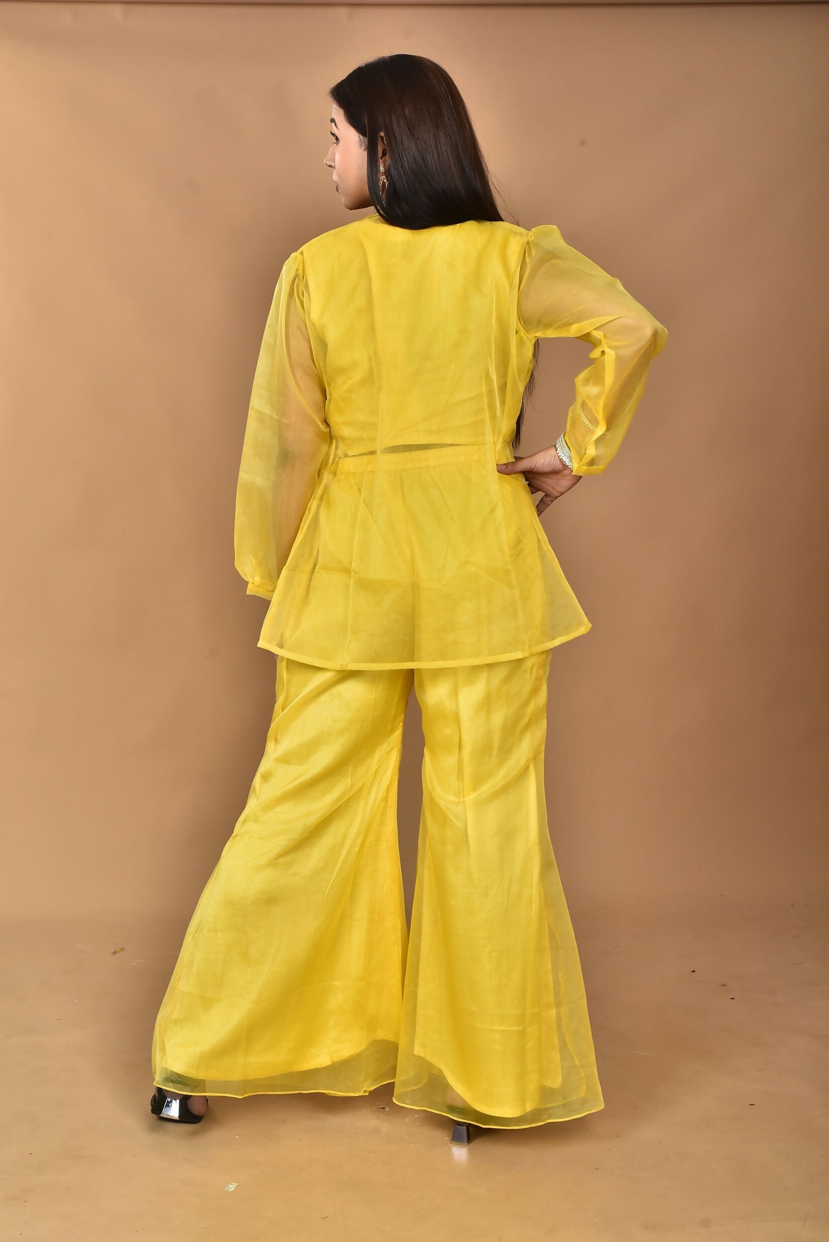 Morchari Women Hand Embroidery Crop Top-Yellow 