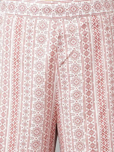 FIORRA Women's White Cotton A-line Kurta with Palazzo 