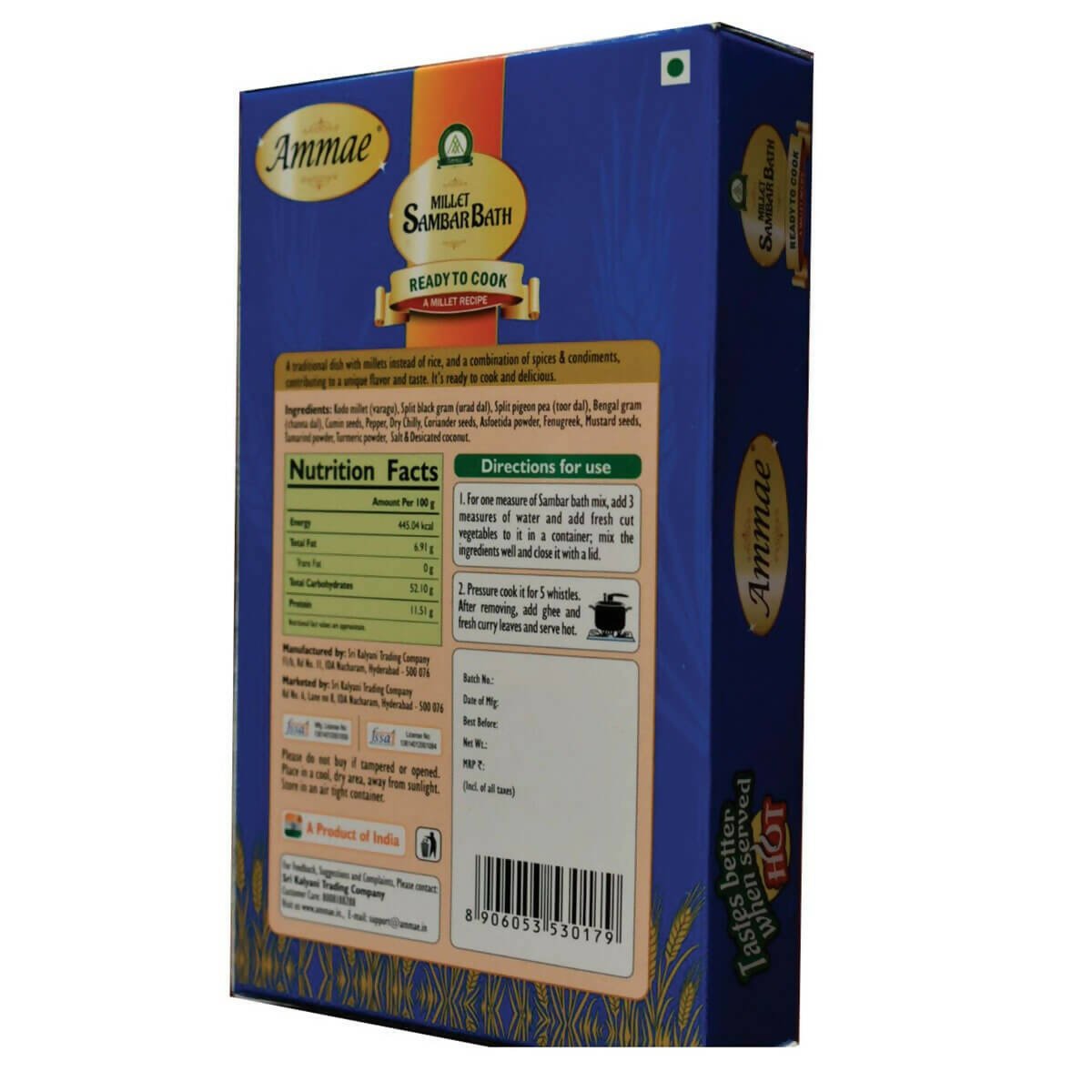 Ammae Millet Sambarbath, Ready to Cook 