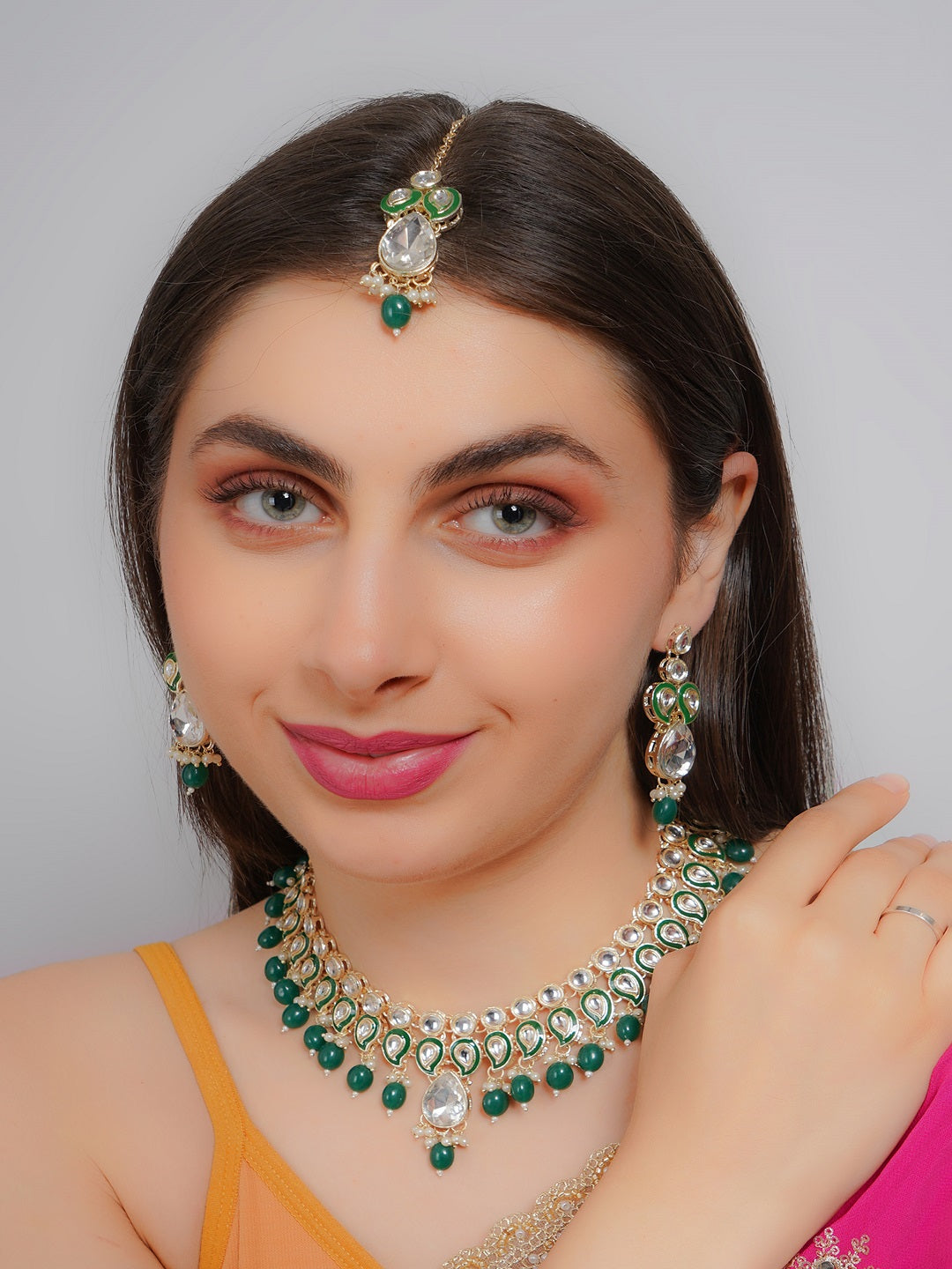 Divisha Alloy Gold-plated Green Jewellery Set  Grab2Buy Divisha Grab2Buy