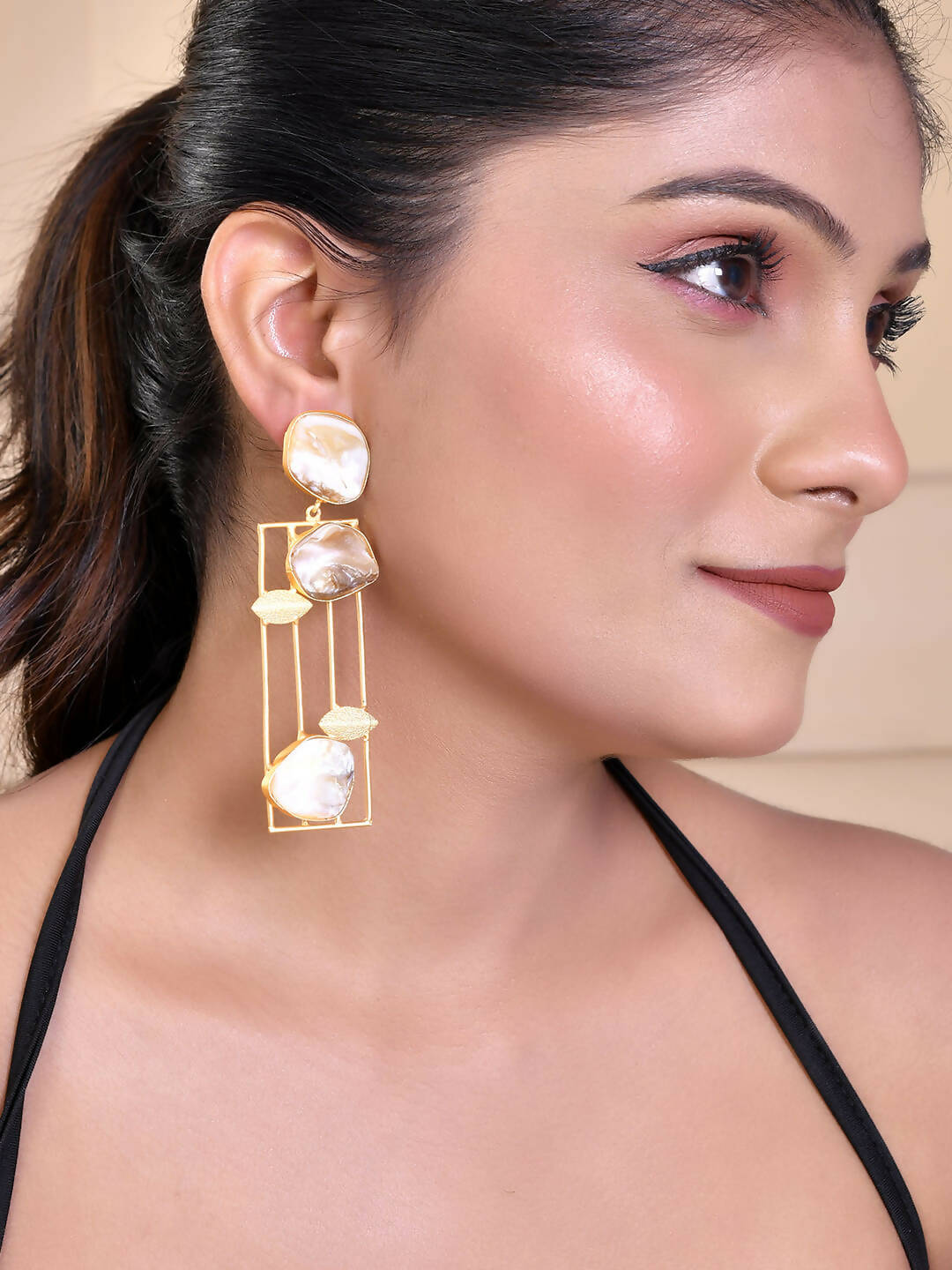 VOJ Women Gold Color stainless steel Earrings  Grab2Buy VOJ Grab2Buy