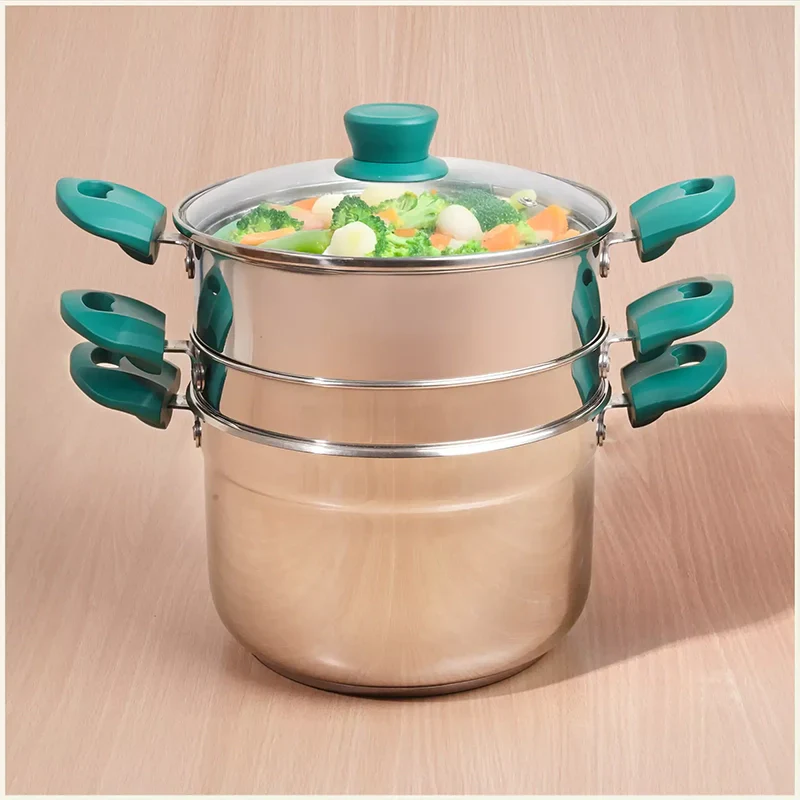 The Indus Valley Tri-steel Multi Cooker Pot Premium Stainless Steel Momo Maker/ Idiyappam/ Biryani/ Veg Steaming Set, 3 Pots, 21cm  Grab2Buy The Indus Valley Grab2Buy