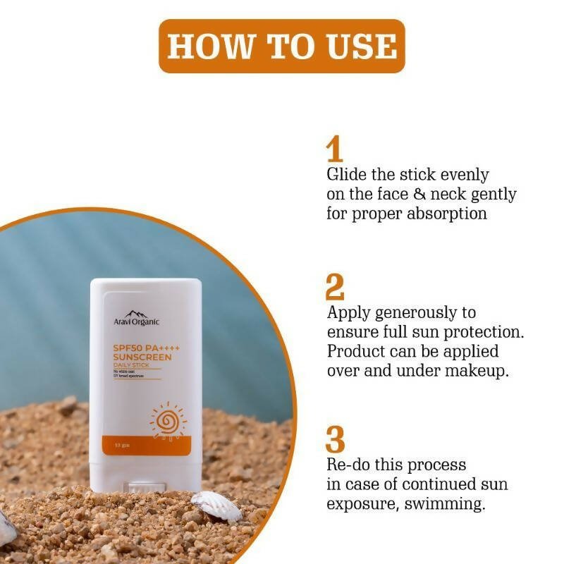 Aravi Organic SPF 50+ Daily Sunscreen Stick 