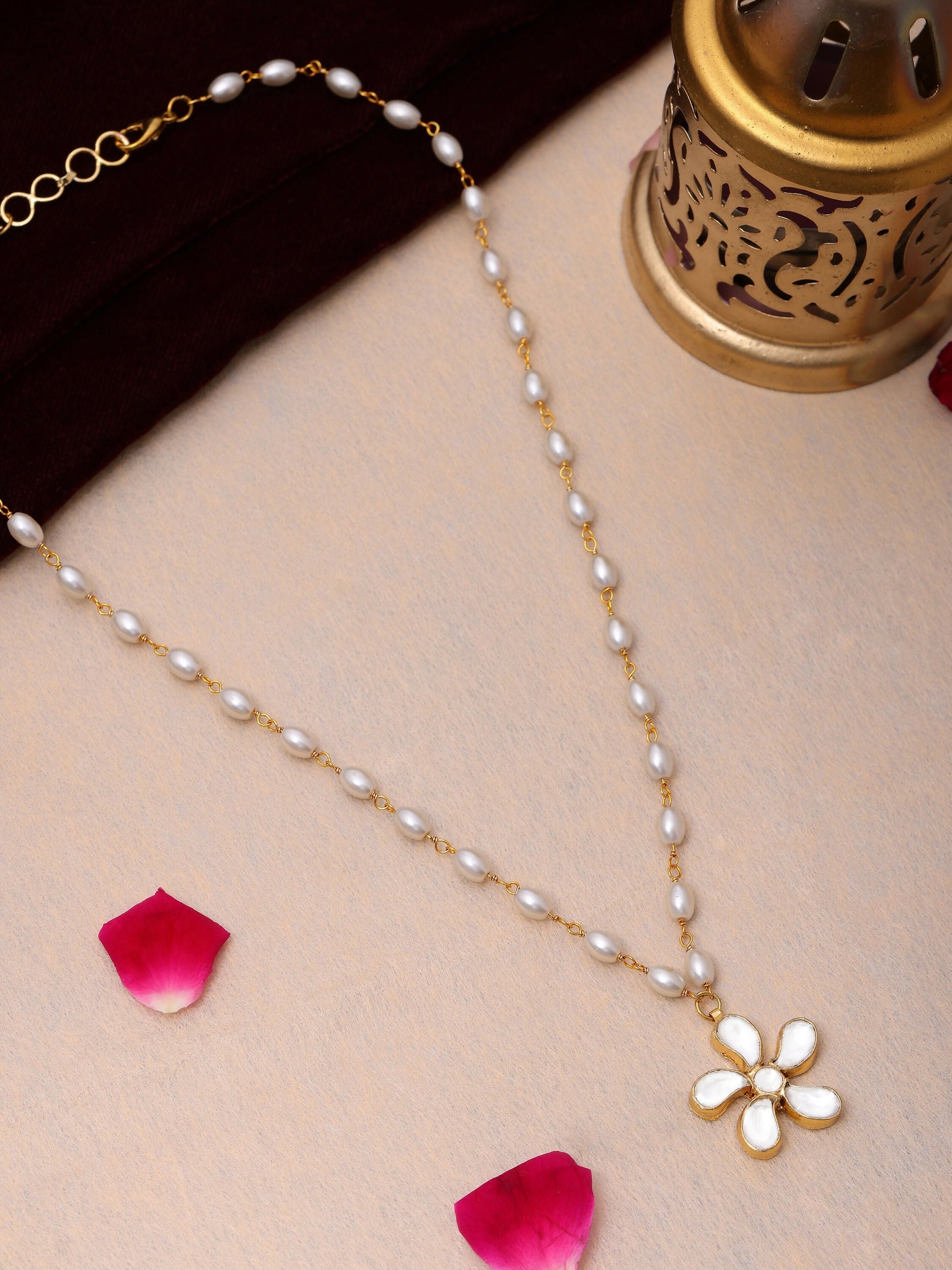 Ruby Raang Gold Flower Kundan Necklace | Grab2Buy