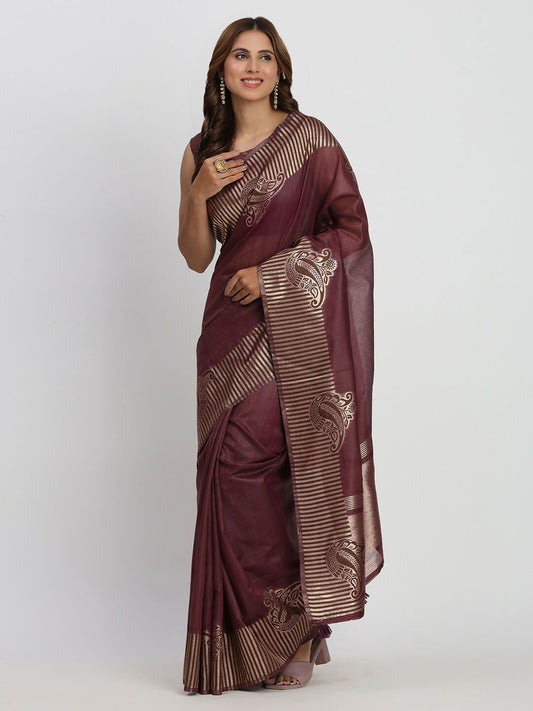 Shree Shyam Fashion Linen Cotton Purple Saree