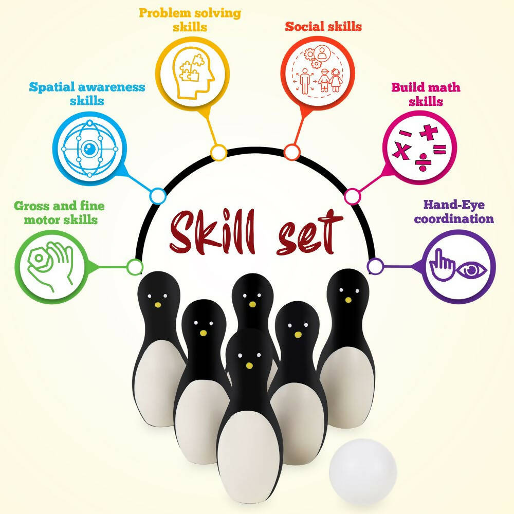 Matoyi Wooden Penguin Bowling Set For Kids - Grab2buy