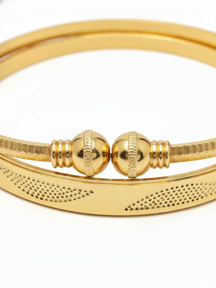 NVR Women Set of 2 Gold Plated Traditional Adjustable Kada Bangle