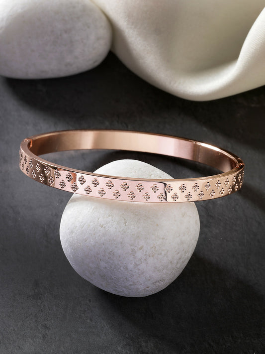 NVR Men's Rose Gold Stainless Steel Kada Bracelet | Grab2Buy