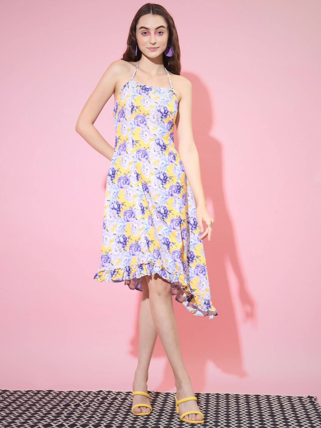 Myshka Women's Multi Floral Printed Fit and Flare Dress
