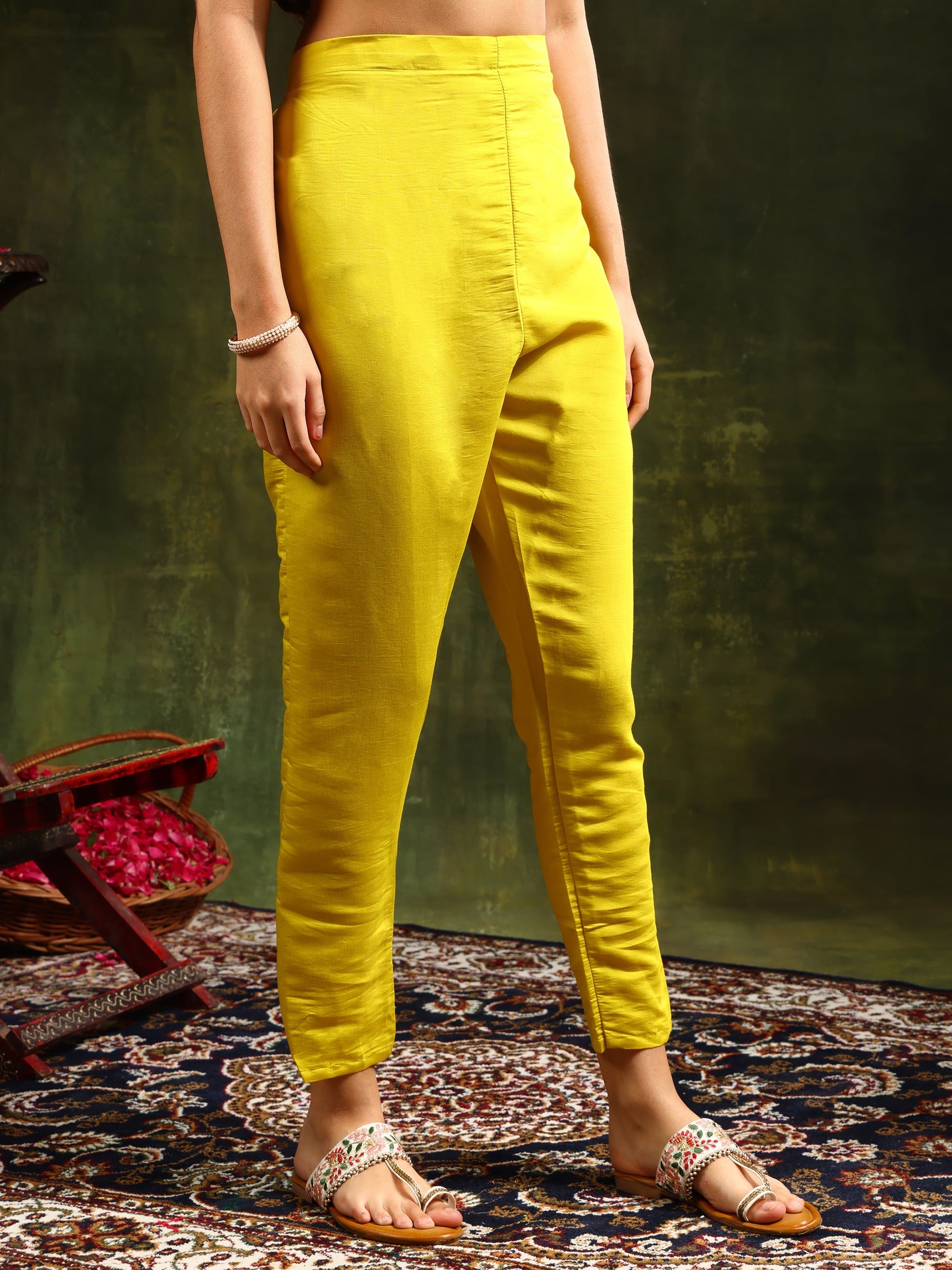 Embroidered Kurta With Pant & Embroidered Dupatta, Yellow - Hiral Fashion