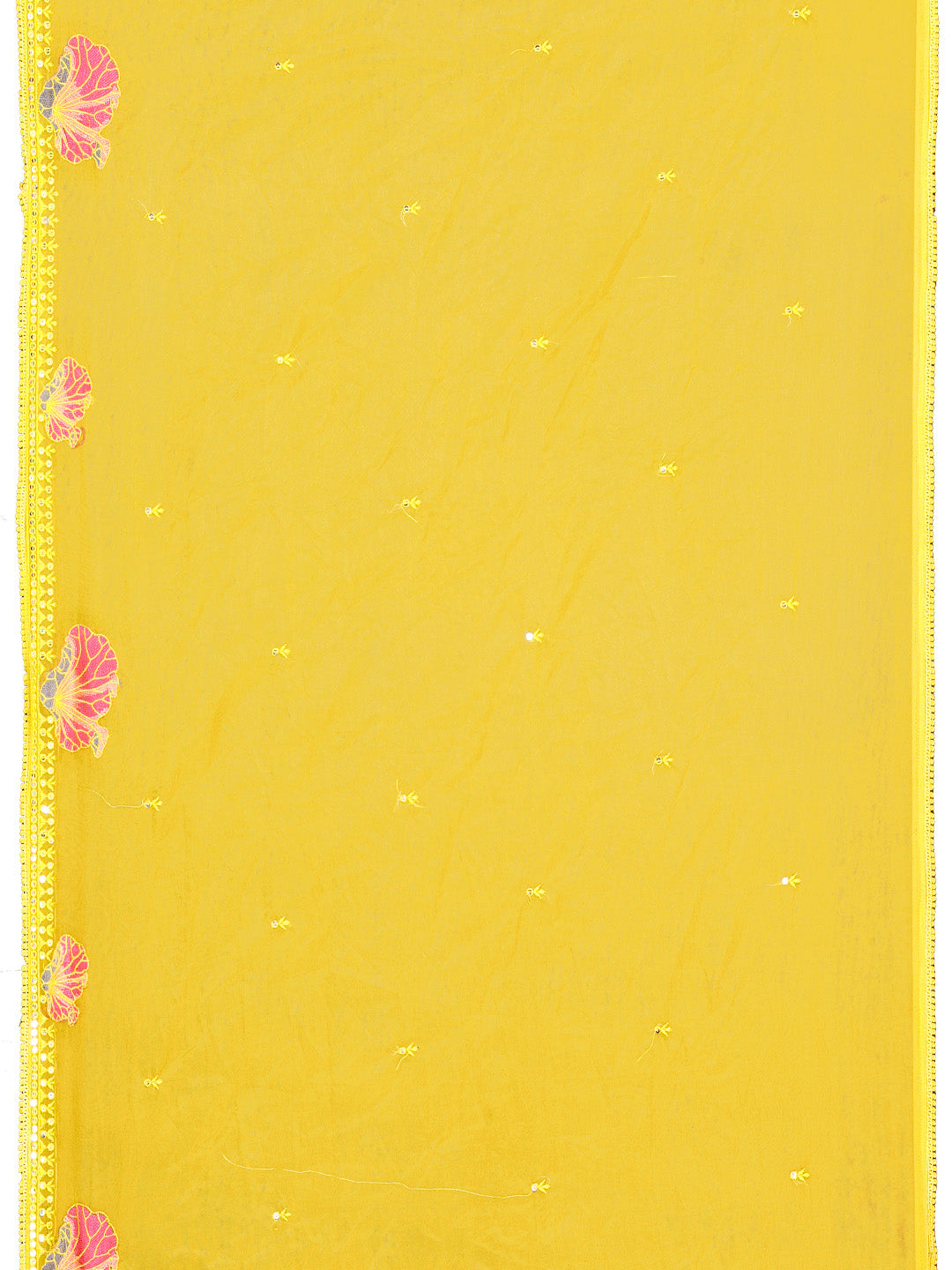 Full Front Embroidered Kurta With Pant & Embroidered Organza Dupatta, Yellow - Hiral Fashion