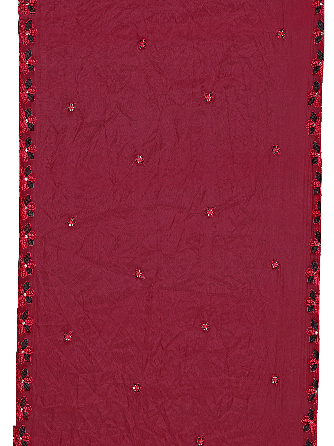Embroidered Kurta With Pant & Embroidered Cut Work Organza Dupatta, Maroon - Hiral Fashion