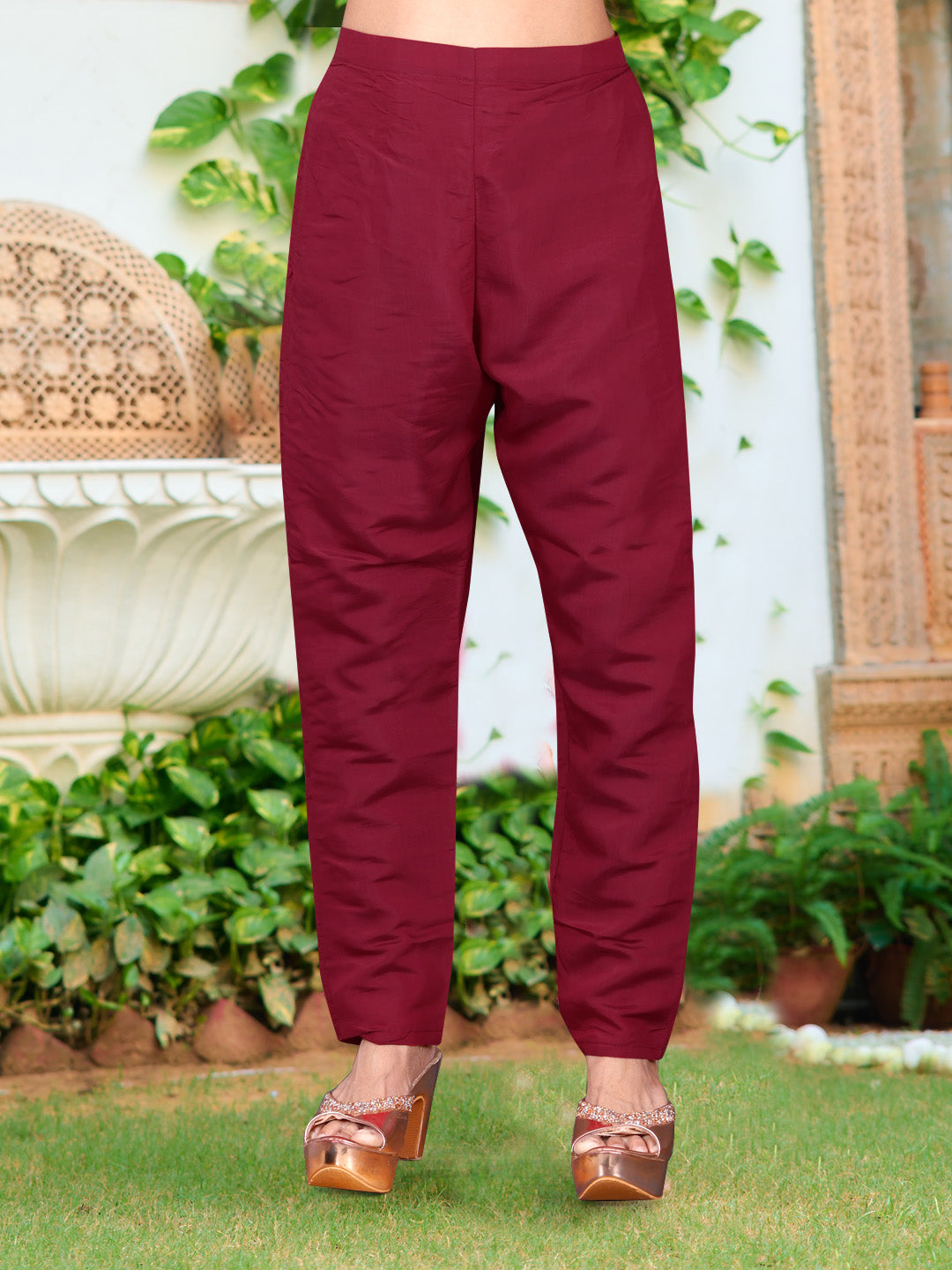 Embroidered Kurta With Pant & Embroidered Cut Work Organza Dupatta, Maroon - Hiral Fashion