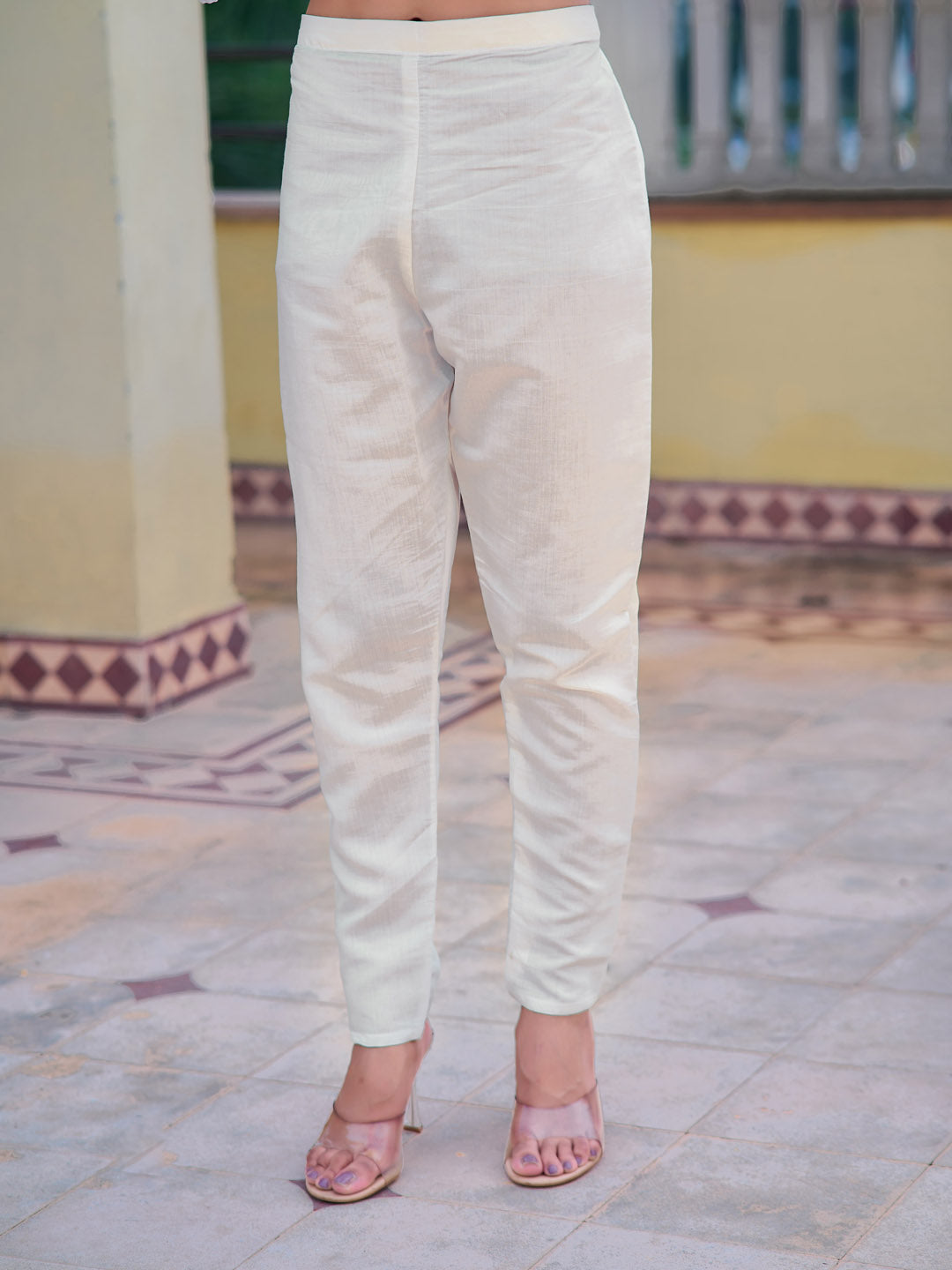 Embroidered Kurta With Pant & Embroidered Cut Work Organza Dupatta, White - Hiral Fashion