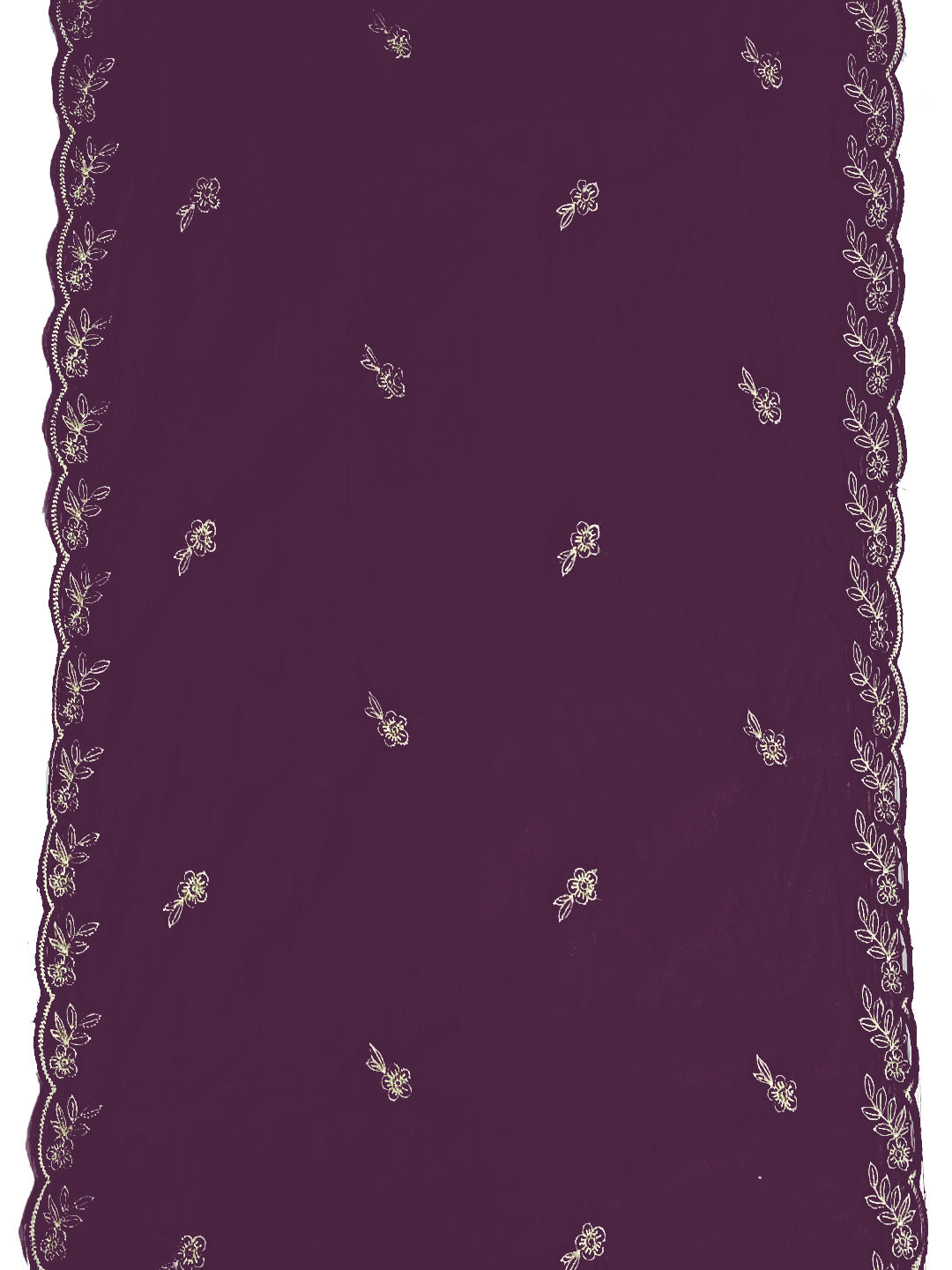 Hand Embroidered Kurta With Pant & Embroidered Cut Work Organza Dupatta, Wine - Hiral Fashion