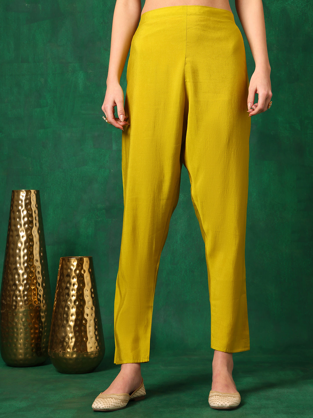 Embroidered Kurta With Pant & Embroidered Dupatta, Yellow - Hiral Fashion