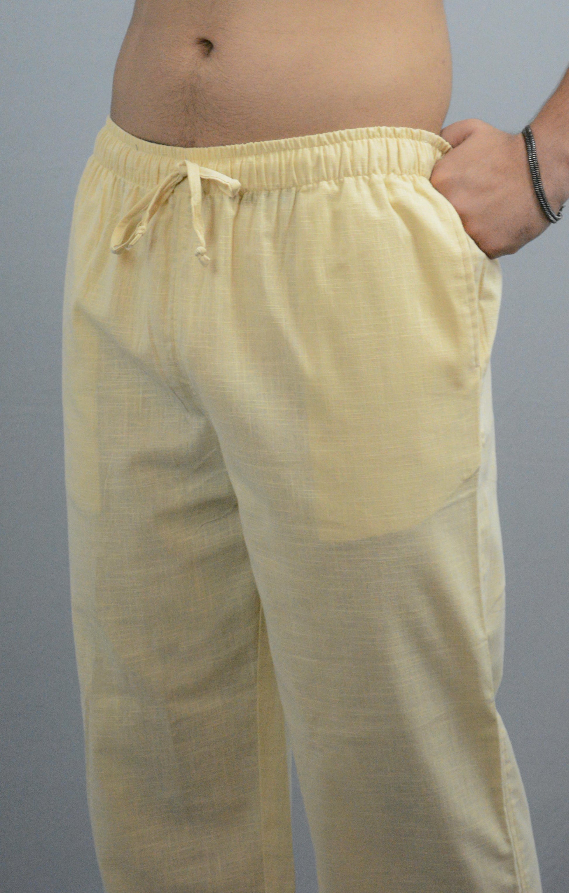 Fabmade White & Beige Combo Linen Pajama